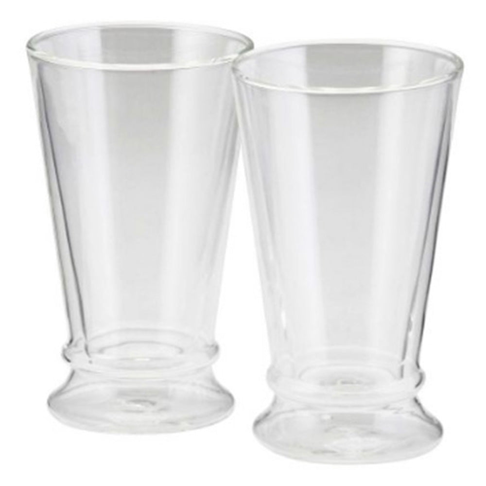 Bonjour Coffee 2-Piece Insulated Glass Latte Cup Set