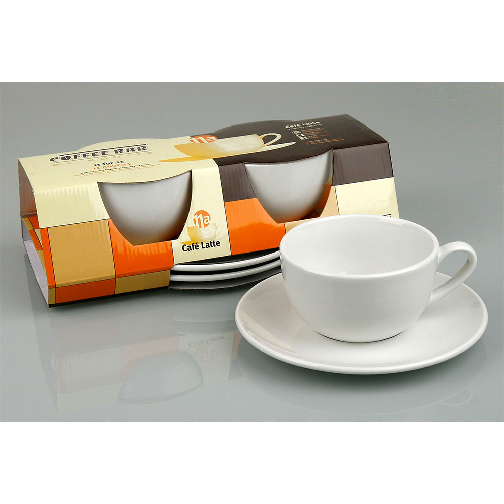 Konitz Coffee Bar Espresso Cups and Saucers 2-Ounce White Set of 4