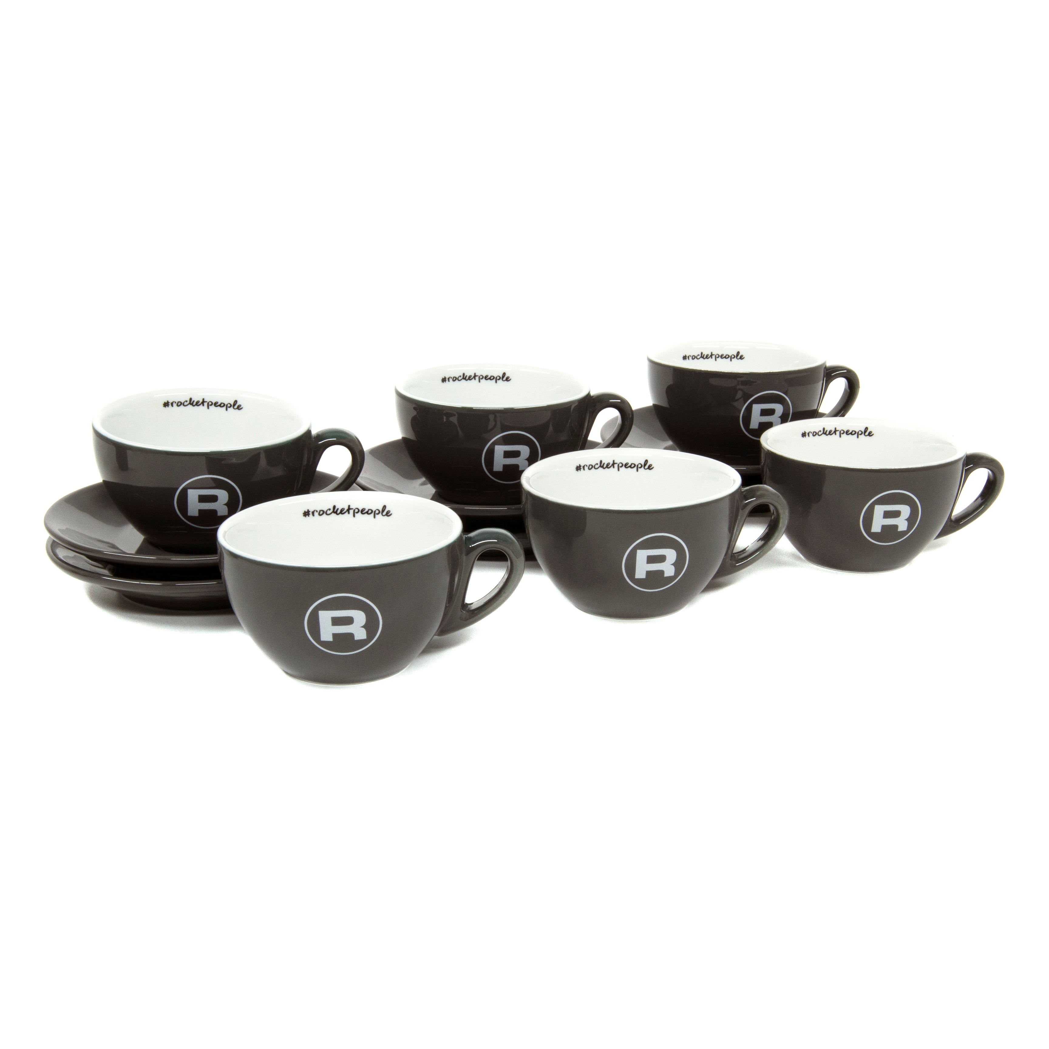 Rocket Espresso 6 Piece Cappuccino Cup and Saucer Set - Grey – Whole Latte  Love