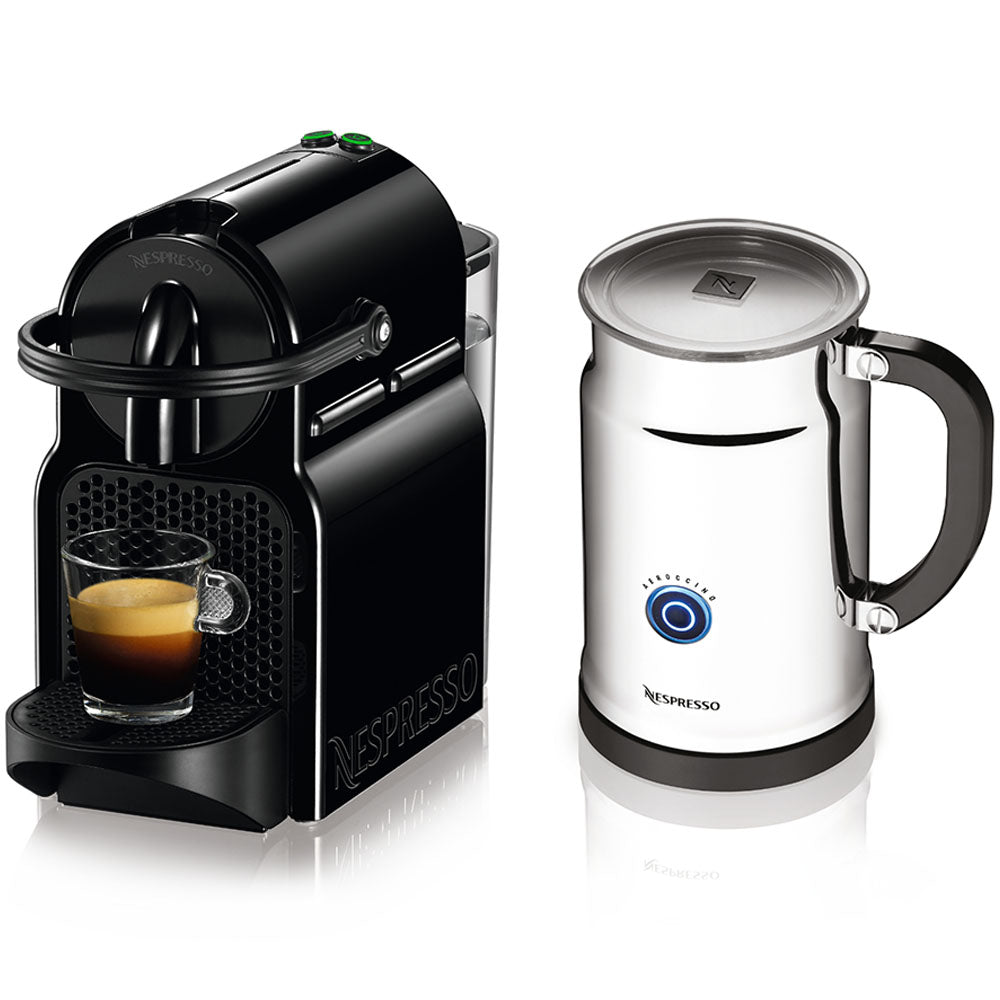 Nespresso Inissia D40 in Black and Aeroccino Plus