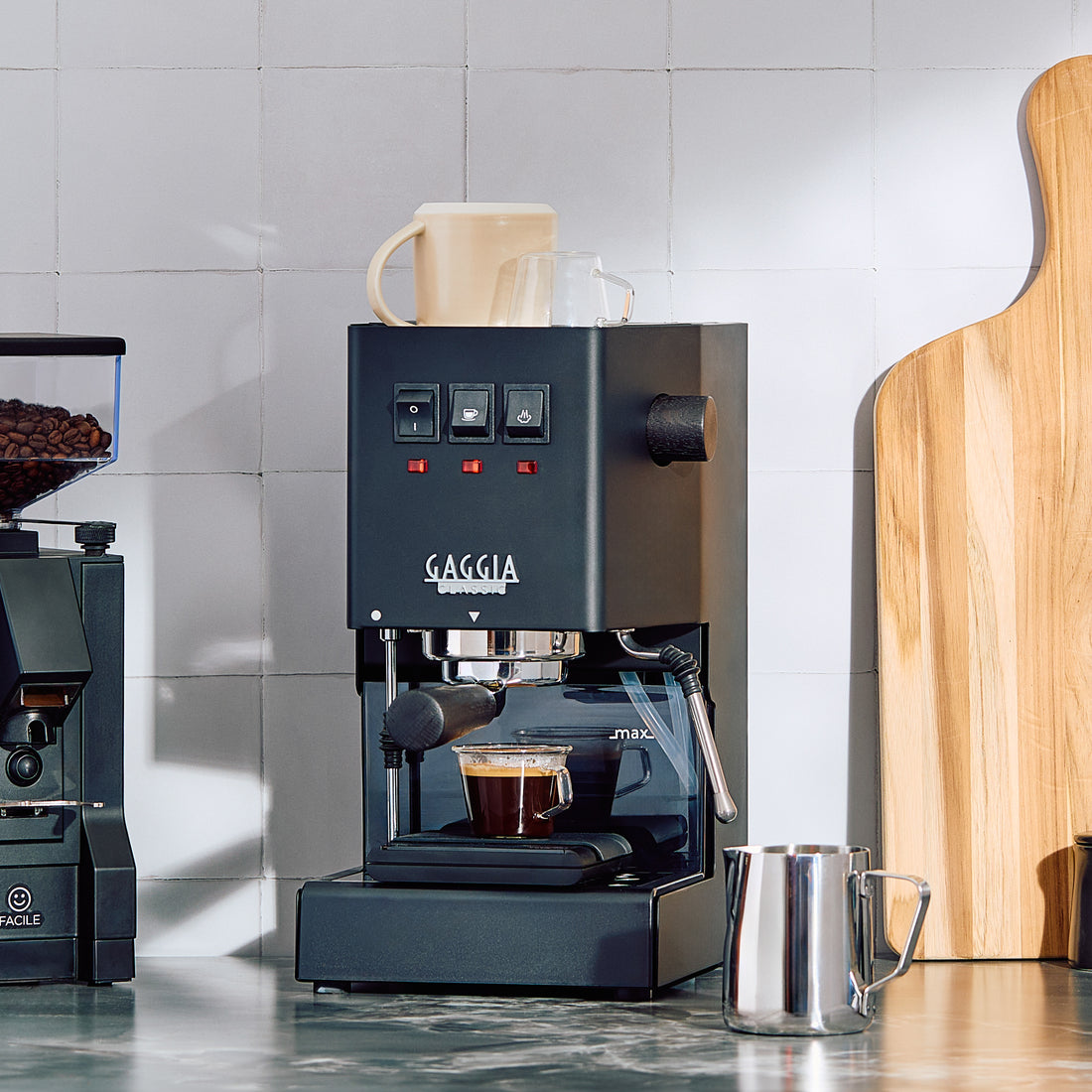 Gaggia Classic Evo Pro Espresso Machine in Thunder Black with Blackened Oak