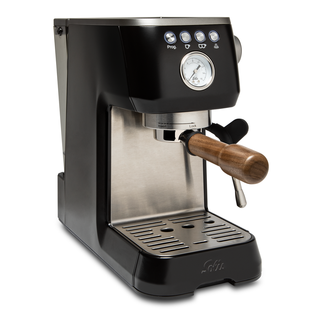 54mm Bottomless Portafilter Walnut in Solis Barista Perfetta Plus || Walnut