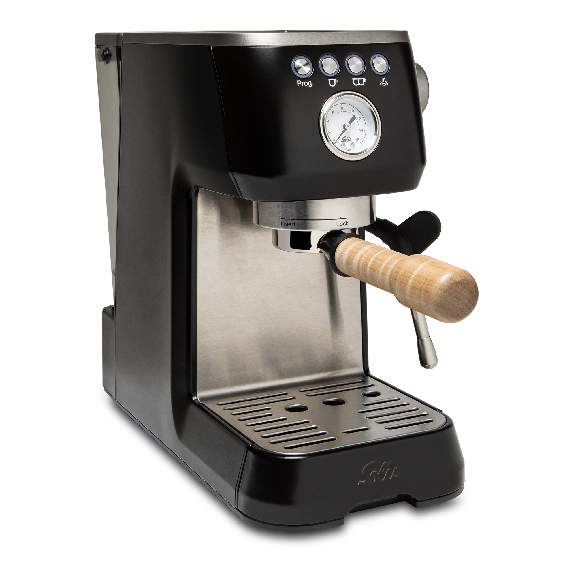 54mm Bottomless Portafilter Tiger Maple in Solis Barista Perfetta Plus || Maple