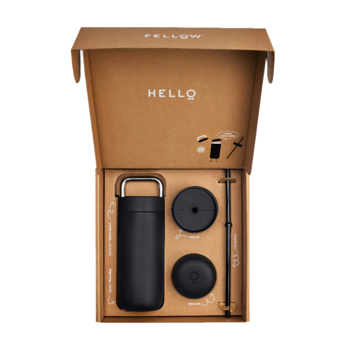 Fellow Carter 3 in 1 Sip System Matte Black Components in Packaging || Matte Black