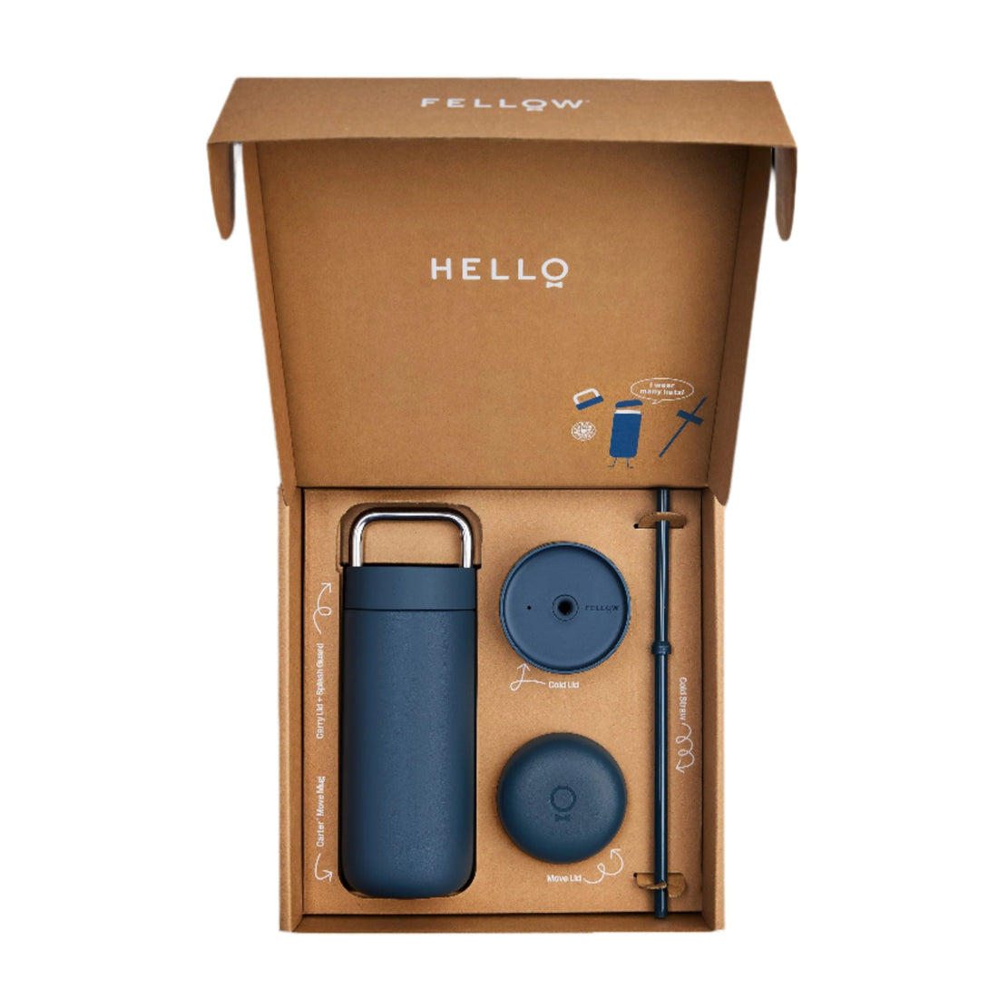 Fellow Carter 3 in 1 Sip System Stone Blue Components in Packaging || Stone Blue