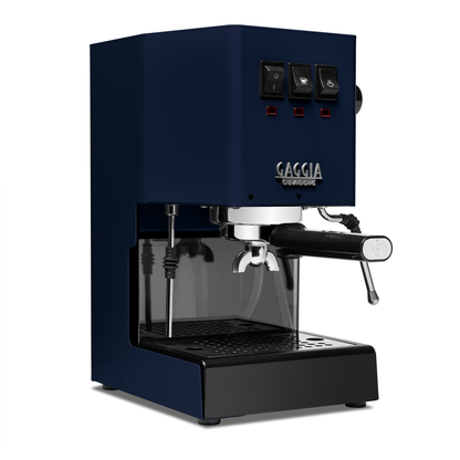 Gaggia Classic Pro E24 Classic Blue front angle || Classic Blue