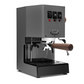 Gaggia Classic Pro E24 Industrial Grey front angle with walnut || Industrial Grey