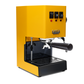 Gaggia Classic Pro E24 Sunshine Yellow front angle with smoked oak || Sunshine Yellow