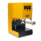 Gaggia Classic Pro E24 Sunshine Yellow front angle with maple || Sunshine Yellow