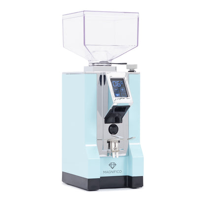 Eureka Mignon Magnifico Coffee Grinder in Tiffany Blue Right Angled || tiffany blue