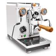 Profitec Pro 400 Espresso Machine in Matte White with Flow Control and Olive Wood