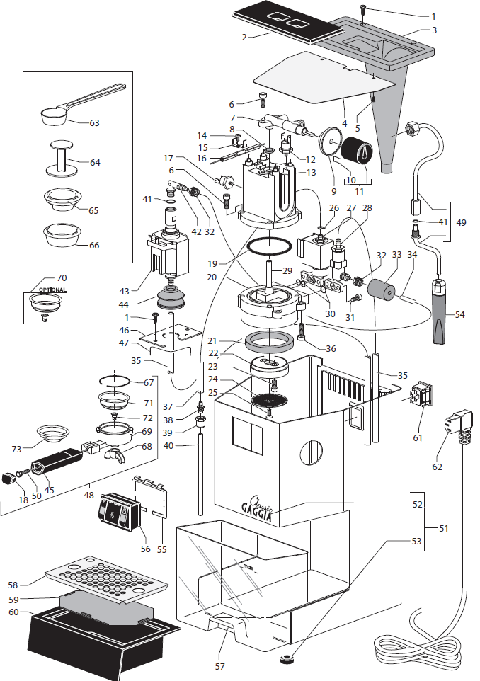 Gaggia Classic Stainless Steel Part Diagram ER0182 – Whole Latte Love