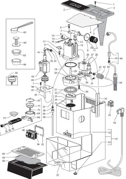 Gaggia Classic Stainless Steel Part Diagram: ER0182-1