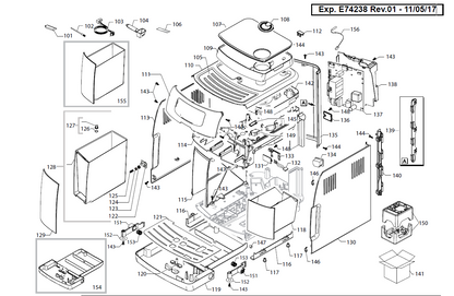 Gaggia Velasca Prestige Part Diagram: E74238-1