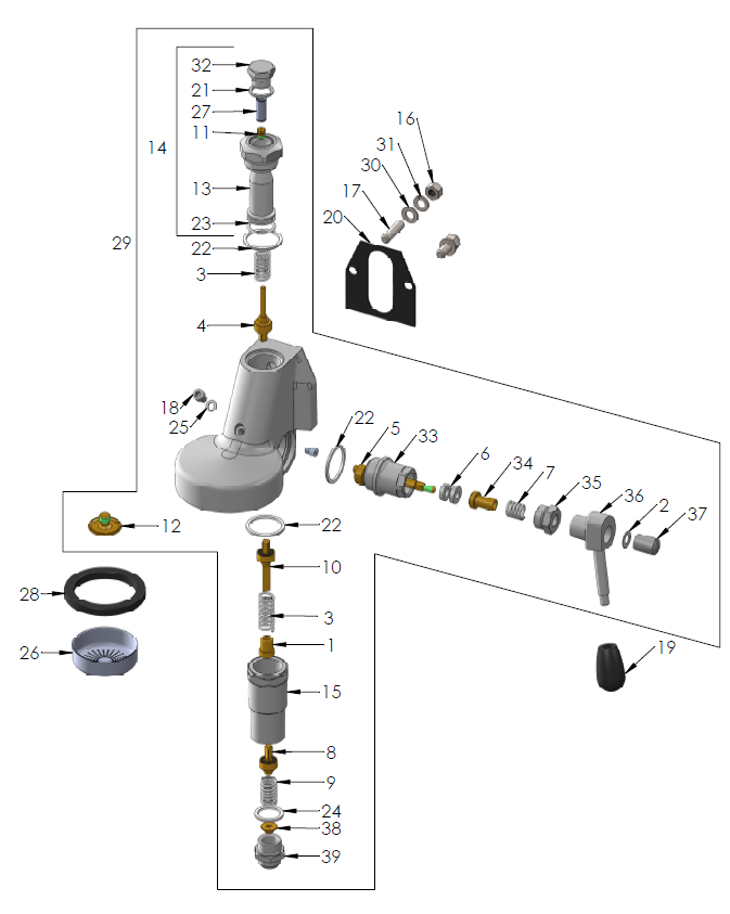 Profitec Pro 500 PID Part Diagram: PRO500PID-4