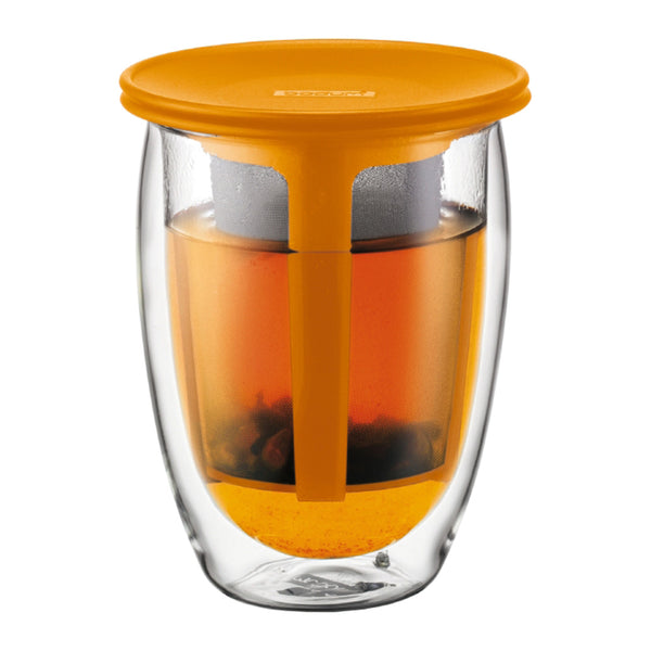 Bodum Tea For One 12oz Double Wall Glass Tea Cup Infuser Glass Mug NEW In  Box