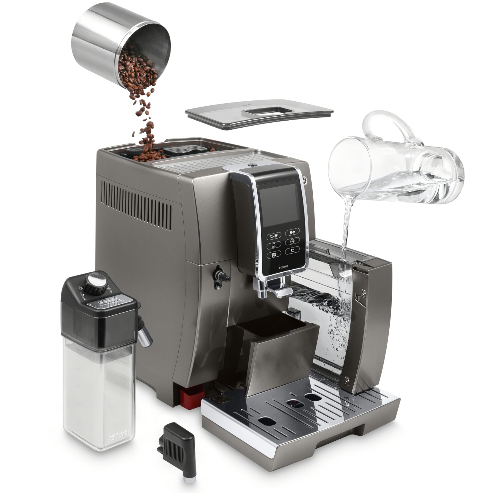 DeLonghi ECAM 370.95 T Dinamica Plus fully automatic coffee machine,free  ship W.