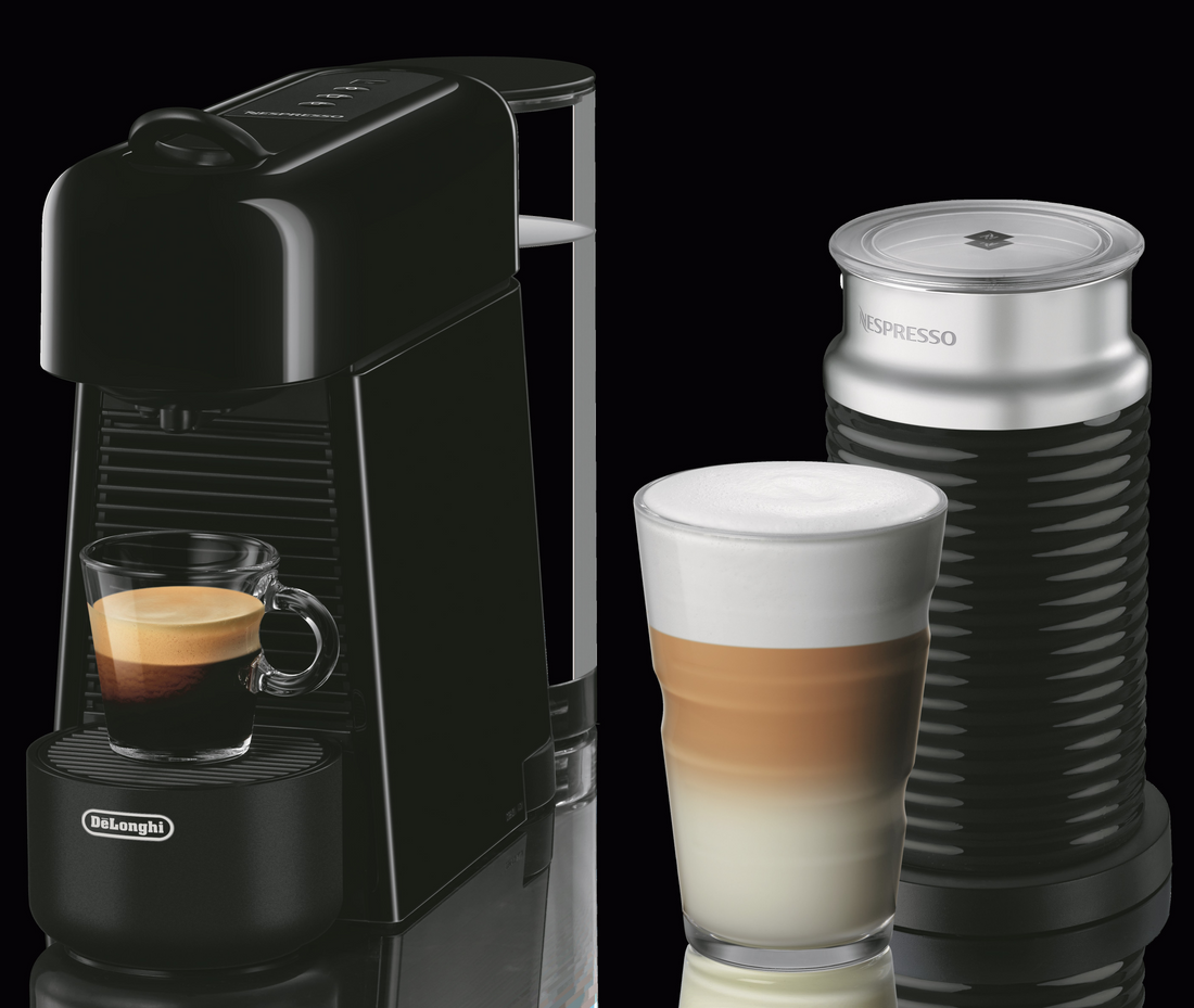 Nespresso Essenza Plus Espresso Machine by DeLonghi with Aeroccino - Black