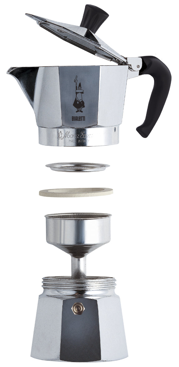Bialetti 3 Cup Moka Hob Espresso Coffee Maker & Perfetto Coffee Gift Set
