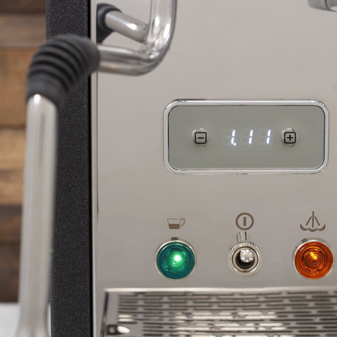 ECM Synchronika Espresso Machine - Anthracite with Zebra Wood Accents