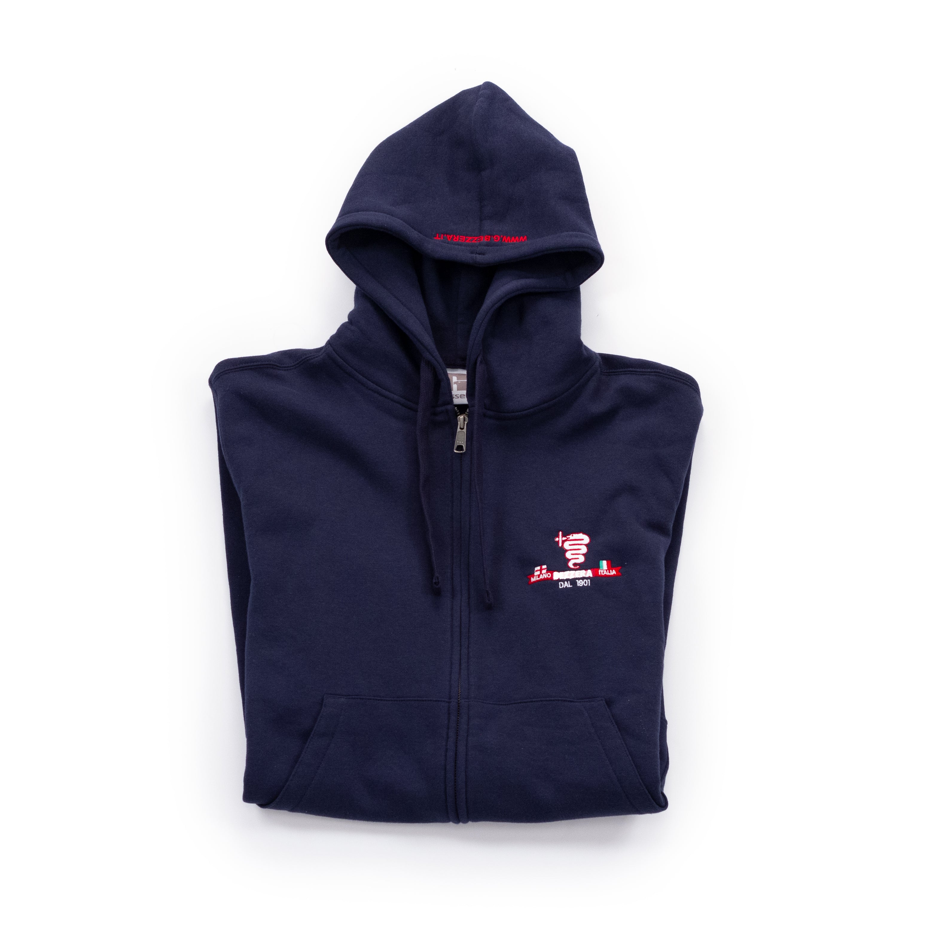 Navy blue zipper discount hoodie