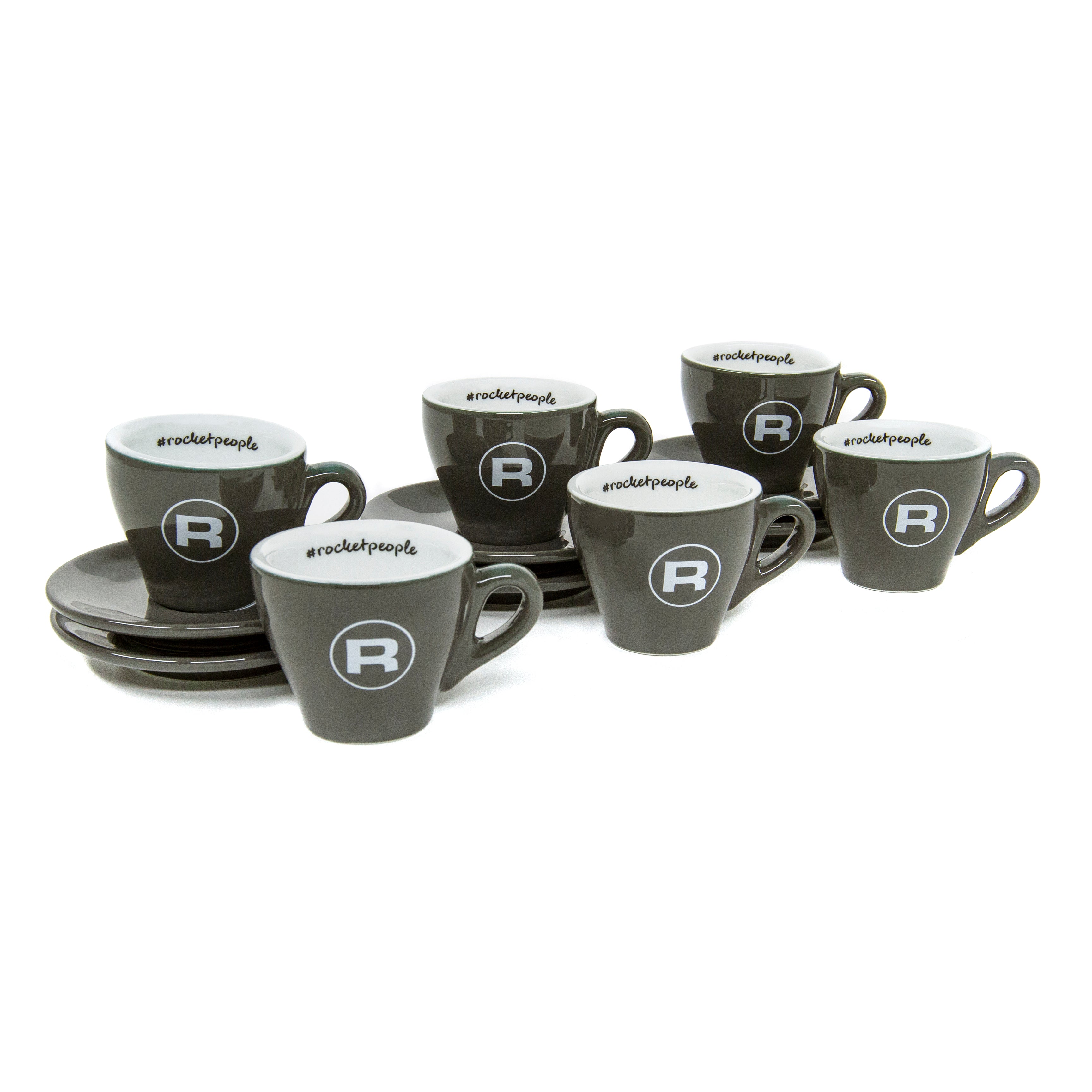 Rocket Espresso 6 Piece Espresso Cup and Saucer Set - Grey – Whole Latte  Love